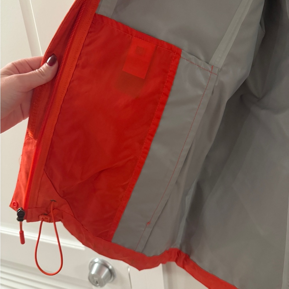 Bright Orange Red Hooded Rain Jacket - Picture 4 of 5